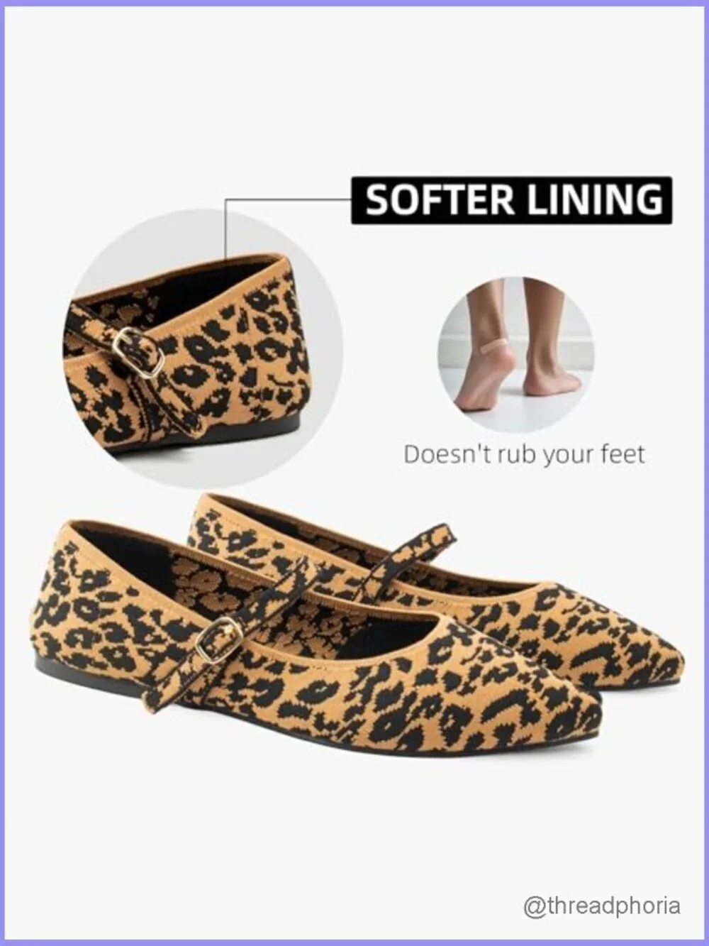 Women's Pointed Toe Knit Ballet Flats with Adjustable Strap - Picture 4 of 7